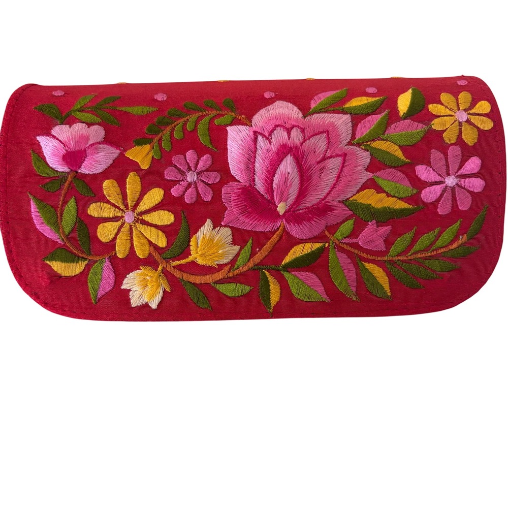 Unbranded Floral Embroidered Clutch Women OS Red Floral Bohemian Bag
